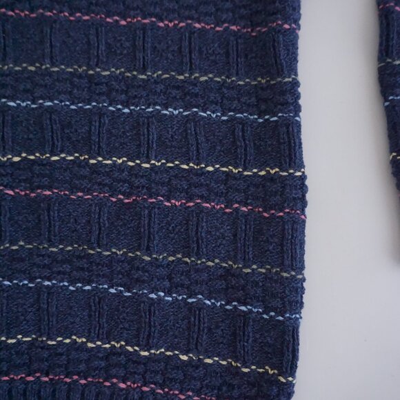 Vintage Northern Reflections Navy Stripe Knit Collared Cottagcore Sweater M - Picture 5 of 9